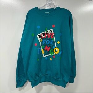 vintage 90s crewneck sweatshirt with a "I Live for Bingo" graphic